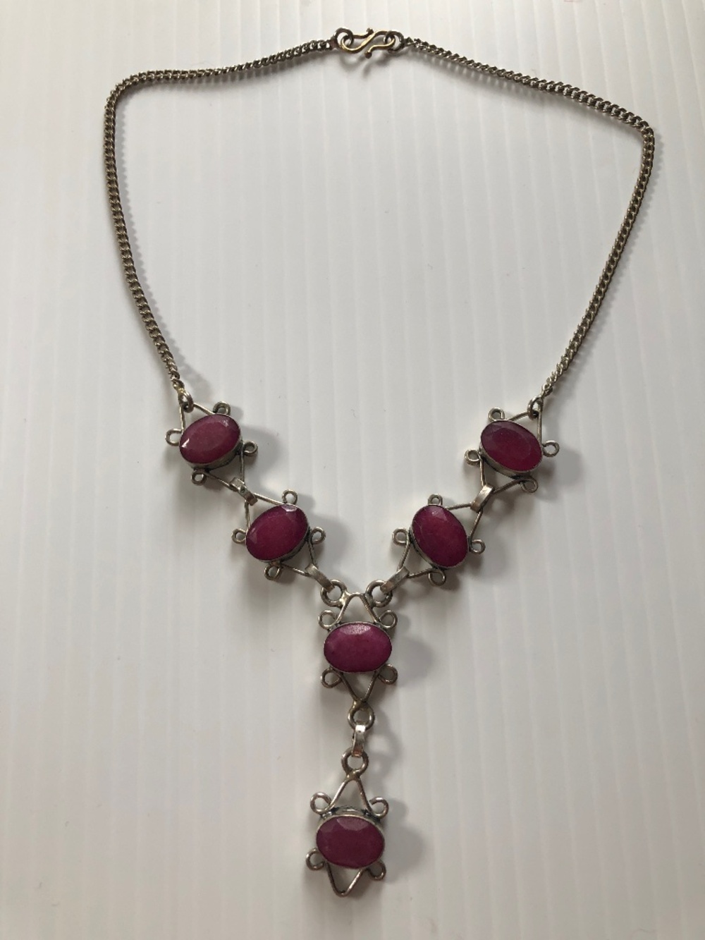 Sterling silver 925 genuine natural ruby necklace